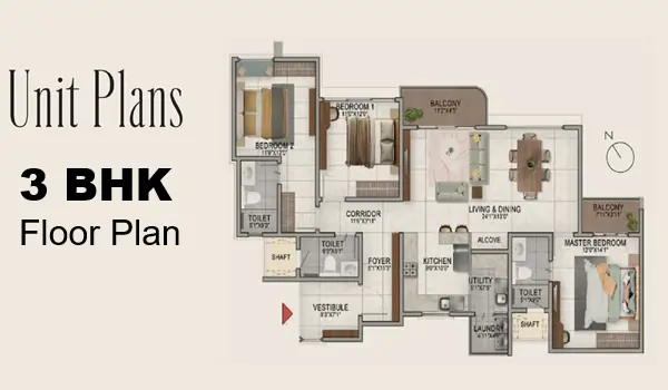 Godrej Sarjapur Road 3 BHK Floor Plan